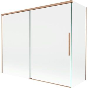 MEXEN/S Rox vanová zástěna 2-křídlová posuvná 190 + 80 x 150, transparent, měď kartáčovaná 8C9-190-080-65-00 obraz