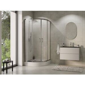 BESCO Čtvrtkruhový sprchový kout MODERN CHROM 190 Barva rámu Chrom/Leštěný hliník (ALU), Rozměr A 90, Rozměr B 90, Rozměr C 190, Směr zavírání Univerzální Levé / Pravé, Výplň Fume bezpečnostní sklo 6 mm BO290CTVRTCG obraz