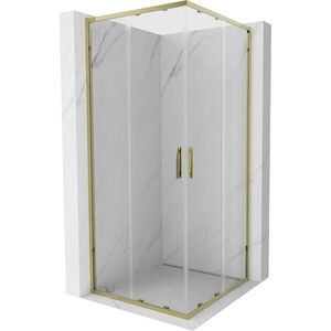 MEXEN Exo čtvercový posuvný sprchový kout 85 x 85, transparent, zlato 8111-085-085-50-00 obraz