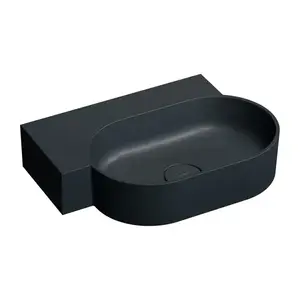 OMNIRES OVO M+ umyvadlo na desku/závěsné levé, 55 x 38 cm, black lava mat; OVO555UWLBLV obraz