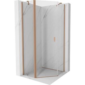 MEXEN/S Mist sprchový kout pětiboký křídlový 90 x 90, transparent, měď kartáčovaná 8A8-090-090-65-00 obraz