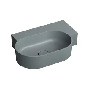 OMNIRES OVO M+ umyvadlo na desku/závěsné pravé, 55 x 38 cm, ash grey mat; OVO555UWPAG obraz
