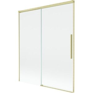 MEXEN/S Rox vanová zástěna 2-křídlová posuvná 140 x 150, transparent, zlatá kartáčovaná 8C9-140-001-55-00 obraz