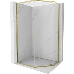 MEXEN Exo sprchový kout pětiboký křídlový 100 x 80, transparent, zlato 812-100-080-50-00 obraz