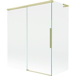 MEXEN/S Rox L vanová zástěna 2-křídlová posuvná 140 + 70 x 150, transparent, zlatá kartáčovaná 8C9L-140-070-55-00 obraz