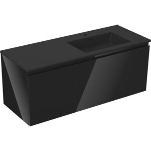 MEXEN/S Orio koupelnová skříňka 120 cm s umyvadlem Otis pravá, 1S, 1D, černá lesk/černá mat 91A13-12047-3-BBFF70-W18P71 obraz