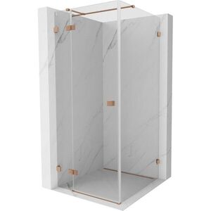 MEXEN/S Lunar T sprchový kout dveře křídlové levá 80 x 80, transparent, měď kartáčovaná 834T-080-080-65-00-L obraz