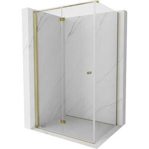 MEXEN/S Mist-F sprchový kout skládací dveře levá 110 x 100, transparent, zlato 8A6T-110-100-50-00-L obraz