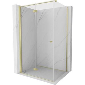 MEXEN/S Mist-F sprchový kout skládací dveře levá 110 x 100, transparent, zlato kartáčovaná 8A6T-110-100-55-00-L obraz