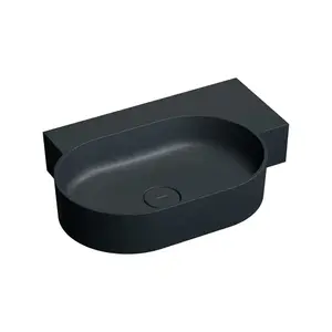 OMNIRES OVO M+ umyvadlo na desku/závěsné pravé, 64 x 44 cm, black lava mat; OVO645UWPBLV obraz
