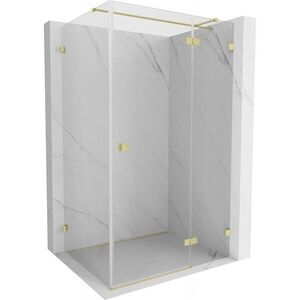 MEXEN/S Lunar T sprchový kout dveře křídlové pravá 80 x 90, transparent, zlato kartáčovaná 834T-080-090-55-00-P obraz