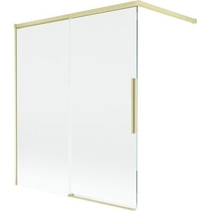 MEXEN/S Rox vanová zástěna 2-křídlová posuvná 140 x 150, transparent, zlatá kartáčovaná 8C9-140-003-55-00 obraz