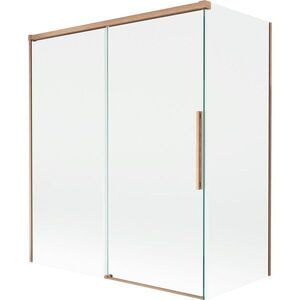 MEXEN/S Rox vanová zástěna 2-křídlová posuvná 140 + 70 x 150, transparent, měď kartáčovaná 8C9-140-070-65-00 obraz