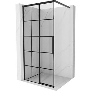 MEXEN/S Rox Sprchová zástěna WALK-IN levá 90 x 200, černá kratka 8 mm, černá 8C2-090-003-70-77-L obraz