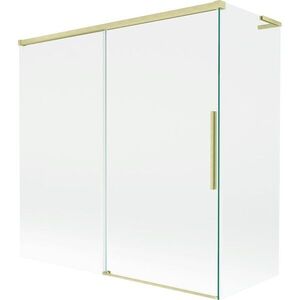 MEXEN/S Rox L vanová zástěna 2-křídlová posuvná 160 + 75 x 150, transparent, zlatá kartáčovaná 8C9L-160-075-55-00 obraz
