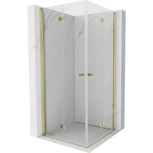 MEXEN/S Mist-F Duo sprchový kout skládací dveře 80 x 80, transparent, zlato 8A6-080L-080P-50-00 obraz