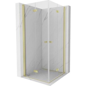MEXEN/S Mist-F Duo sprchový kout skládací dveře 80 x 80, transparent, zlato kartáčovaná 8A6-080L-080P-55-00 obraz