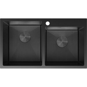 MEXEN Xorin ocelový dřez 2-bowl 780 x 450 mm, černá HC 6441782000-70HC obraz