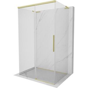 MEXEN/S Rox-3S L sprchový kout 3 stěnný , posuvný 90 x 80, transparent, zlato kartáčovaná 8C2L-090-080-55-00-3S obraz