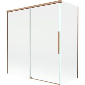 MEXEN/S Rox vanová zástěna 2-křídlová posuvná 150 + 70 x 150, transparent, měď kartáčovaná 8C9-150-070-65-00 obraz