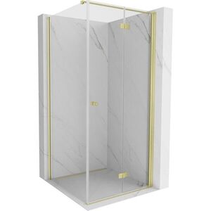 MEXEN/S Mist-F sprchový kout skládací dveře pravá 80 x 80, transparent, zlato kartáčovaná 8A6T-080-080-55-00-P obraz