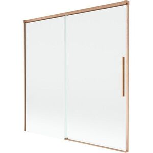 MEXEN/S Rox vanová zástěna 2-křídlová posuvná 160 x 150, transparent, měď kartáčovaná 8C9-160-001-65-00 obraz