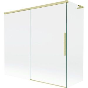 MEXEN/S Rox L vanová zástěna 2-křídlová posuvná 170 + 80 x 150, transparent, zlatá kartáčovaná 8C9L-170-080-55-00 obraz