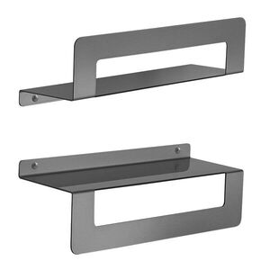 Gedy CLEO polička s držákem ručníků 300, gun metal 2019813 obraz