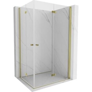 MEXEN/S Mist-F Duo sprchový kout skládací dveře pravá 80 x 110, transparent, zlato kartáčovaná 8A6-080L-110P-55-00 obraz