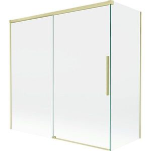 MEXEN/S Rox vanová zástěna 2-křídlová posuvná 160 + 70 x 150, transparent, zlatá kartáčovaná 8C9-160-070-55-00 obraz
