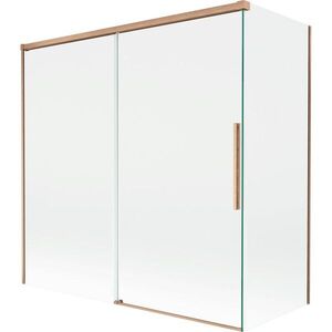 MEXEN/S Rox vanová zástěna 2-křídlová posuvná 160 + 70 x 150, transparent, měď kartáčovaná 8C9-160-070-65-00 obraz