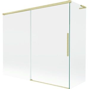 MEXEN/S Rox L vanová zástěna 2-křídlová posuvná 180 + 90 x 150, transparent, zlatá kartáčovaná 8C9L-180-090-55-00 obraz