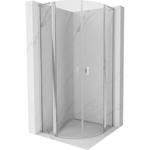 MEXEN/S Mist L sprchový kout čtvrtkruh, křídlové 80 x 80, transparent, chrom 8A32L-080-080-01-00 obraz