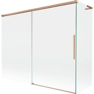 MEXEN/S Rox L vanová zástěna 2-křídlová posuvná 190 + 80 x 150, transparent, měď kartáčovaná 8C9L-190-080-65-00 obraz