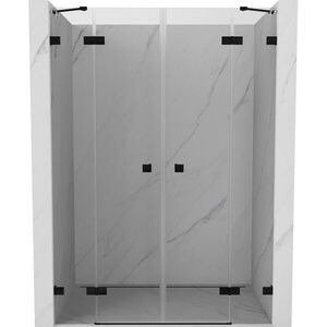 MEXEN/S Lunar Duo sprchové dveře křídlové 160, transparent, černá 834D-160-000-70-00 obraz