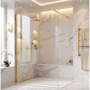 REA/S Sprchová zástěna Flexi Transparent / Gold 130 KPL-K99578 obraz