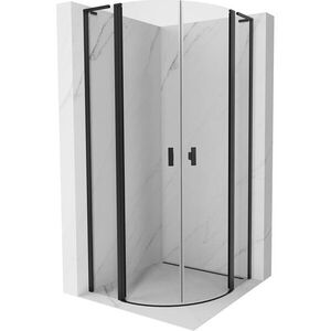 MEXEN/S Mist L sprchový kout čtvrtkruh, křídlové 80 x 80, transparent, černá 8A32L-080-080-70-00 obraz