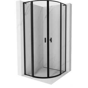 MEXEN/S Mist L sprchový kout čtvrtkruh, křídlové 80 x 80, černá okraj, černá 8A32L-080-080-70-70 obraz