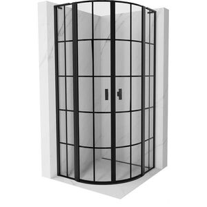 MEXEN/S Mist L sprchový kout čtvrtkruh, křídlové 80 x 80, černá kratka, černá 8A32L-080-080-70-77 obraz