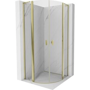 MEXEN/S Mist L sprchový kout čtvrtkruh, křídlové 90 x 90, transparent, zlato 8A32L-090-090-50-00 obraz