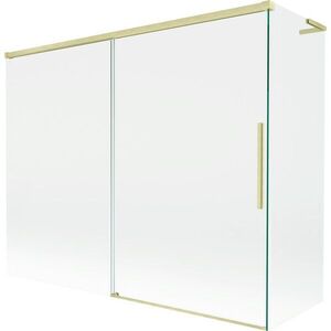 MEXEN/S Rox L vanová zástěna 2-křídlová posuvná 190 + 90 x 150, transparent, zlatá kartáčovaná 8C9L-190-090-55-00 obraz
