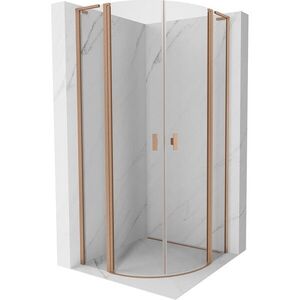 MEXEN/S Mist L sprchový kout čtvrtkruh, křídlové 90 x 90, transparent, měď kartáčovaná 8A32L-090-090-65-00 obraz