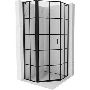 MEXEN/S Mist L sprchový kout pětiboký křídlový levá 100 x 100, černá kratka, černá 8A8L-100-100-70-77-L obraz