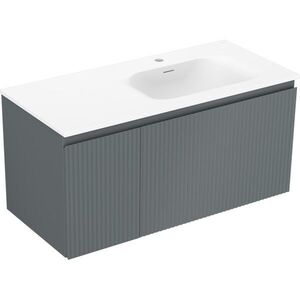 MEXEN/S Rivel koupelnová skříňka 100 cm s umyvadlem Vela pravá, 1S, 1D, reliéf, grafit/bílá mat 91A23-10047-3-BBFF66-W23P01 obraz