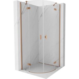 MEXEN/S Mist sprchový kout čtvrtkruh, křídlové 80 x 80, transparent, měď kartáčovaná 8A33-080-080-65-00 obraz