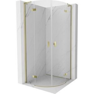 MEXEN/S Mist L sprchový kout čtvrtkruh, křídlové 90 x 90, transparent, zlato 8A33L-090-090-50-00 obraz