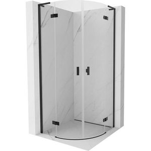 MEXEN/S Mist L sprchový kout čtvrtkruh, křídlové 90 x 90, transparent, černá 8A33L-090-090-70-00 obraz