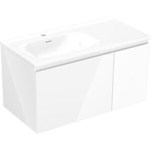 MEXEN/S Orio koupelnová skříňka 90 cm s umyvadlem Vela levá, 1S, 1D, bílá lesk 91A13-09047-3-BBFF00-W23L00 obraz