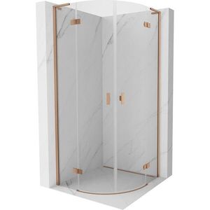 MEXEN/S Mist L sprchový kout čtvrtkruh, křídlové 100 x 100, transparent, měď kartáčovaná 8A33L-100-100-65-00 obraz