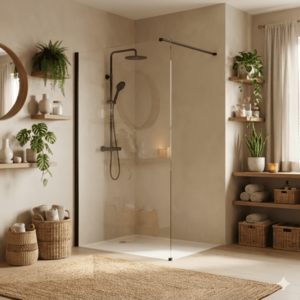 REA/S Sprchová zástěna Flexi Transparent / Black 100 KPL-K99162 obraz